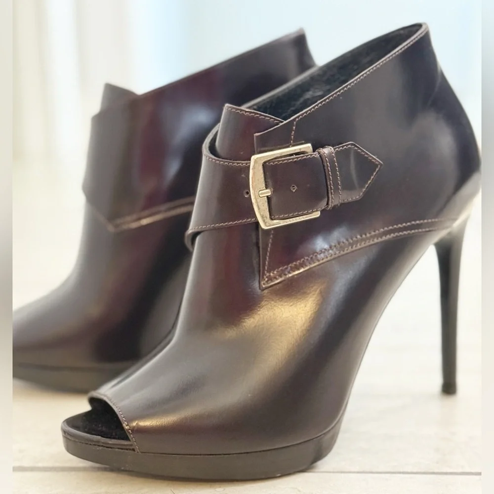 Burberry Brown  Leather Moto Bootie - size 39.5 or US size 9 - NWOB - Picture 7 of 13